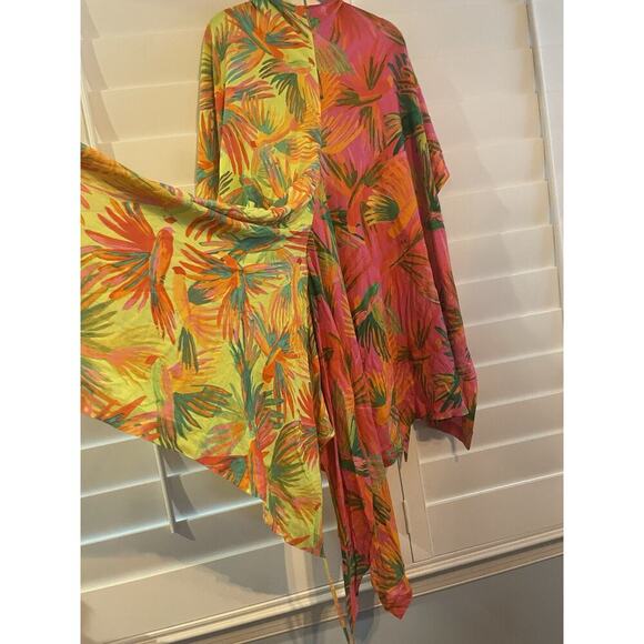 Farm Rio Beach Wrap Sarong Skirt Swimsuit Cover Up Dress S NWT $220 Painted Bird - Picture 8 of 8